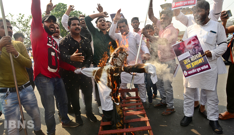 Youth Congress activists protest Rahul Gandhi's disqualification from Lok Sabha