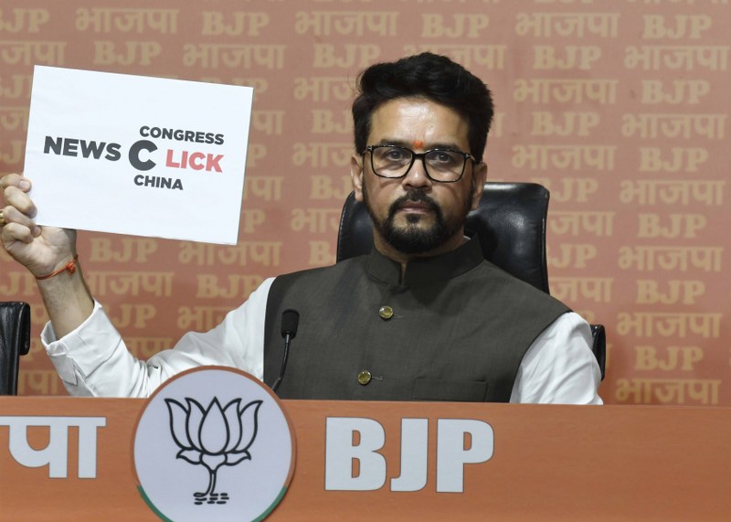 Anurag Thakur addresses media in Delhi