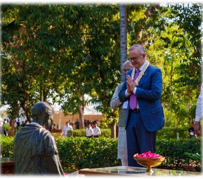 Australian PM  Anthony Albanese arrives in India, visits Sabarmati Ashram