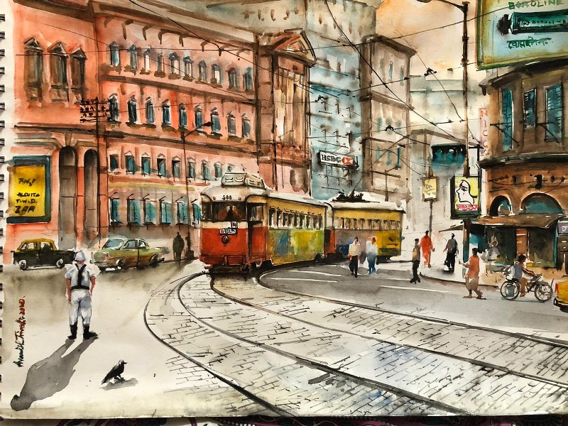 In images art exhibition 'Paints & Strokes' celebrating Kolkata's rich heritage