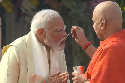 PM Modi breaks his fast with Charanamrit after Ram Janmabhoomi Temple 'Pran Prathistha' ceremony in Ayodhya