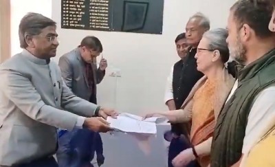 Sonia Gandhi files her nomination for Rajya Sabha polls from Rajasthan