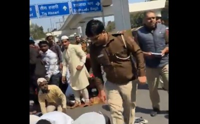 Delhi Police suspend cop, caught on video, kicking men offering namaz on road