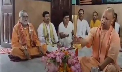 UP CM Yogi Adityanath performs Rudrabhishek at Gorakhnath temple