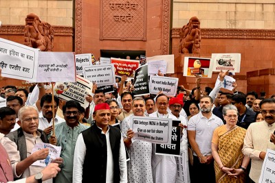 INDIA bloc protests against Modi government's budget, calls it 'discriminatory'