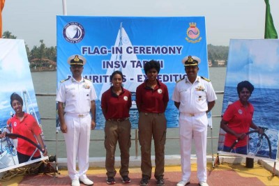 INSV Tarini with women officers return home after completing sailing expedition