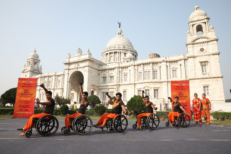 Physically disabled artists perform in front of iconic Victoria Memorial during Ami Arts Festival in Kolkata