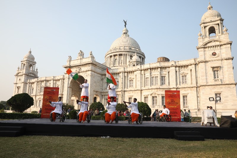 Physically disabled artists perform in front of iconic Victoria Memorial during Ami Arts Festival in Kolkata