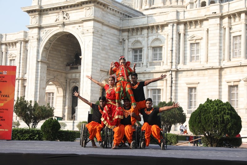 Physically disabled artists perform in front of iconic Victoria Memorial during Ami Arts Festival in Kolkata