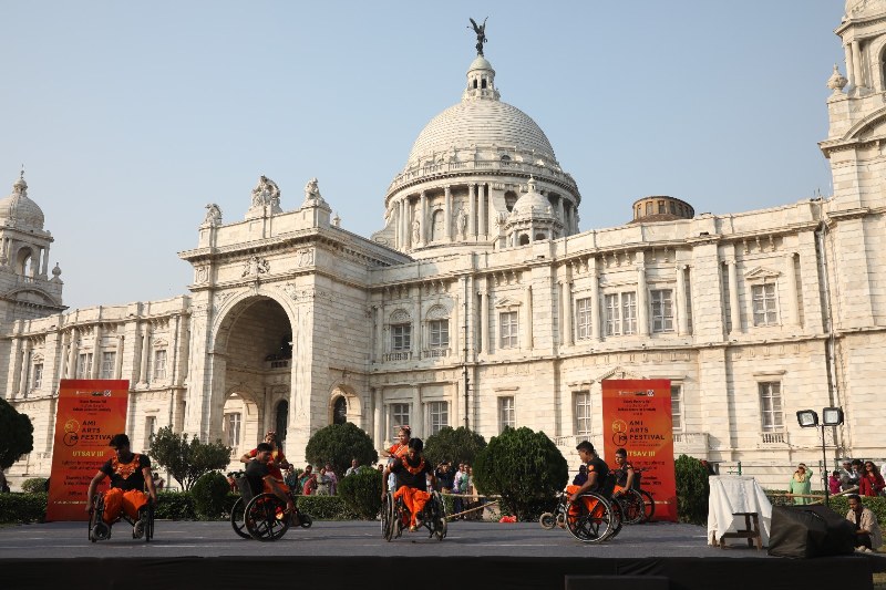 Physically disabled artists perform in front of iconic Victoria Memorial during Ami Arts Festival in Kolkata