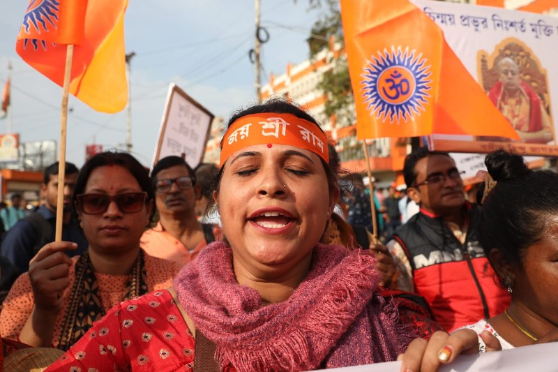 IN IMAGES: Hindu Jagran Manch holds protest march in Kolkata against ISKCON monk’s arrest in Bangladesh