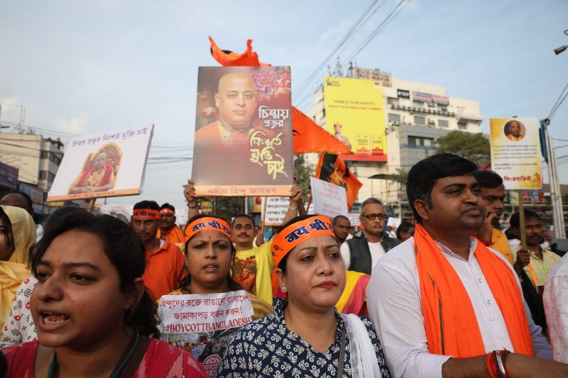 IN IMAGES: Hindu Jagran Manch holds protest march in Kolkata against ISKCON monk’s arrest in Bangladesh