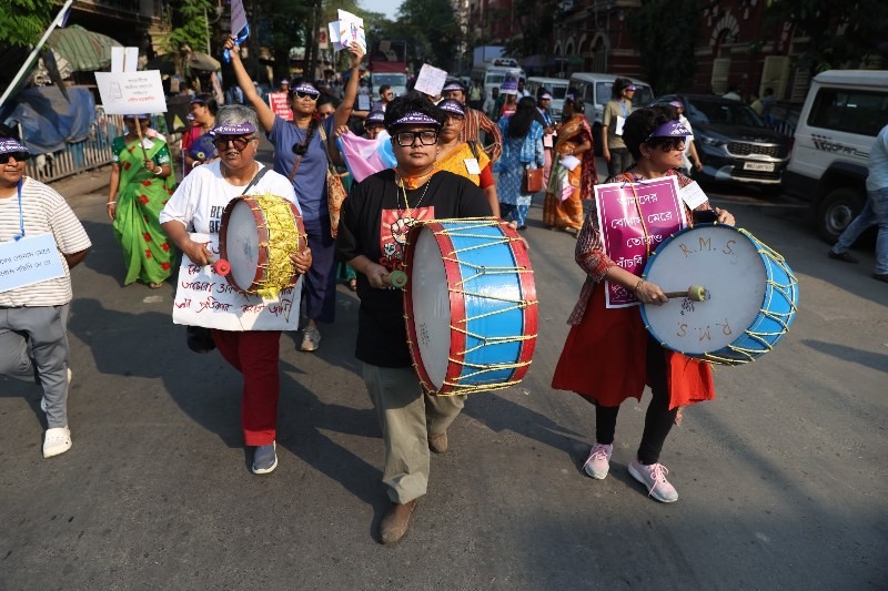 Women and transgender people march for rights in Kolkata ahead of Women's Day