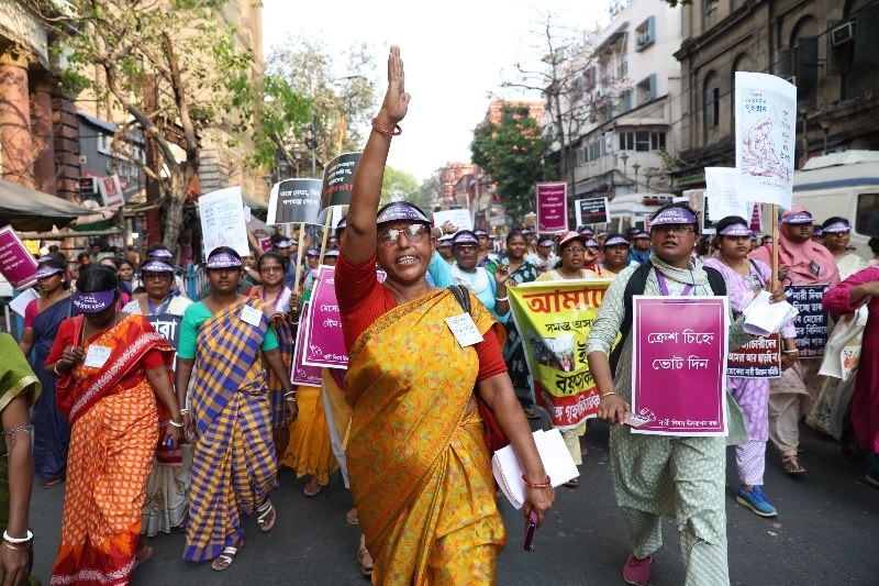 Women and transgender people march for rights in Kolkata ahead of Women's Day