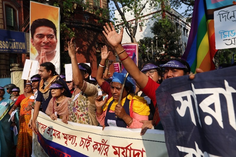 Women and transgender people march for rights in Kolkata ahead of Women's Day