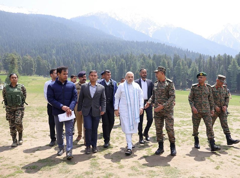 In Images: Amit Shah pays respect to deceased of Pahalgam attack, visits ground zero