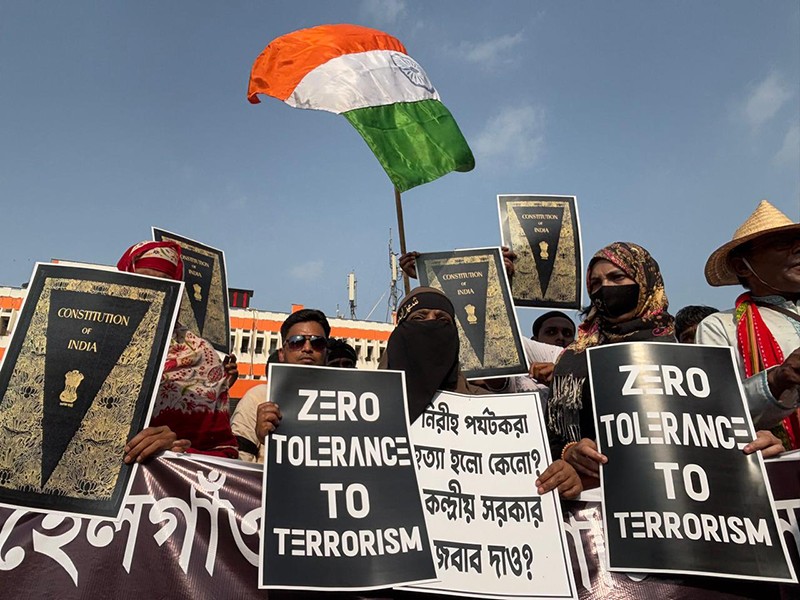 ISF MLA Naushad Siddique protests over Pahalgam terror attack