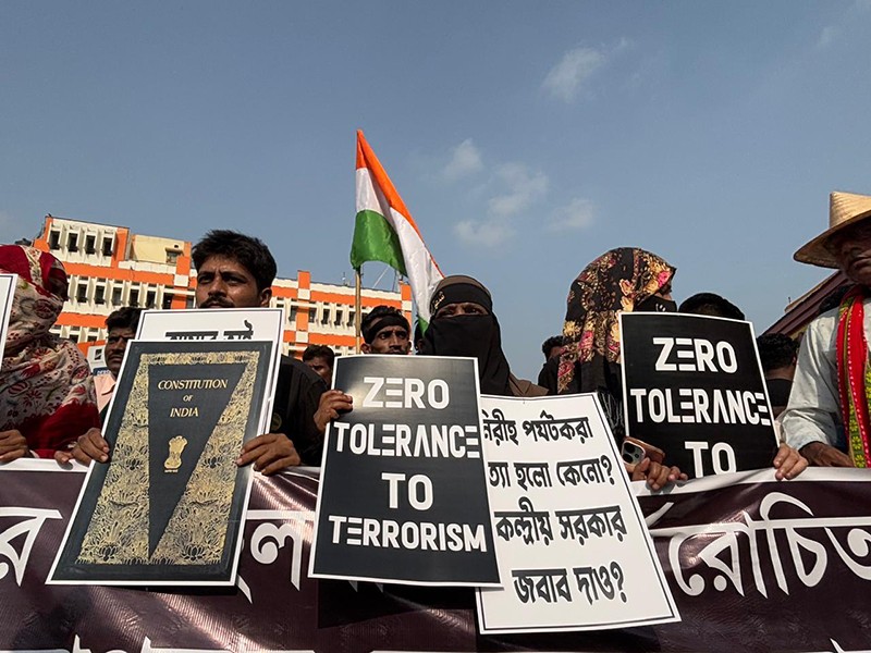 ISF MLA Naushad Siddique protests over Pahalgam terror attack