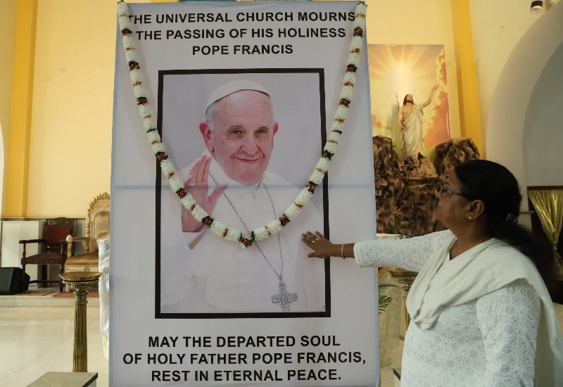 In Images: Students, teachers attend a Mass ahead of Pope Francis' funeral at St. Ignatius Church in Kolkata
