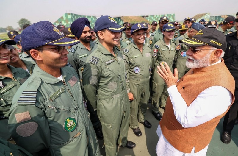 In Images: PM Modi addresses soldiers at Adampur airforce base