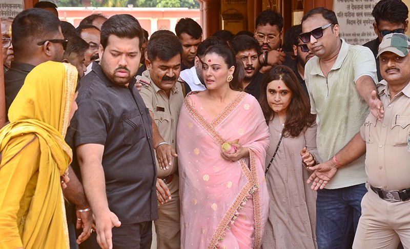 In Images: Kajol visits Kolkata's Dakshineswar Temple promoting her upcoming film Maa