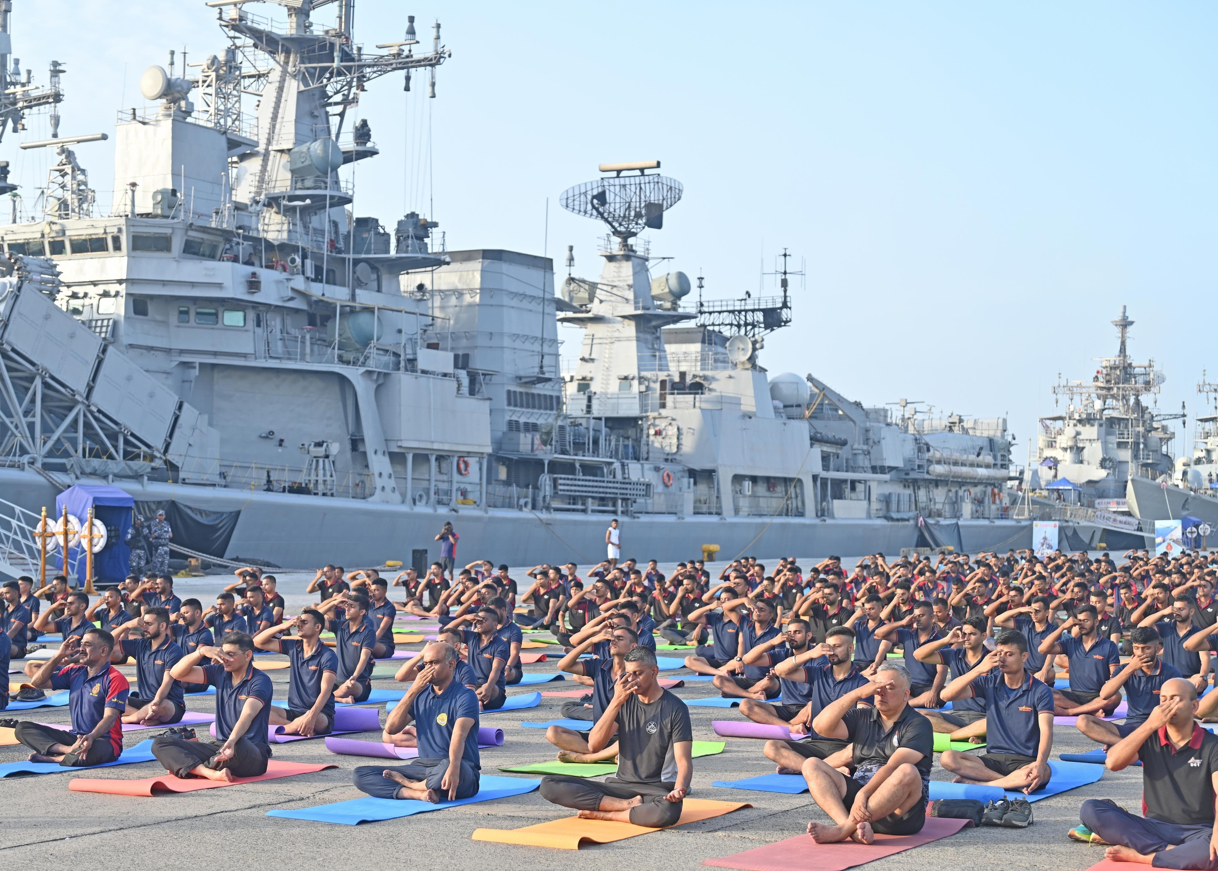 In Images: Indian Navy gears up to observe International Yoga Day