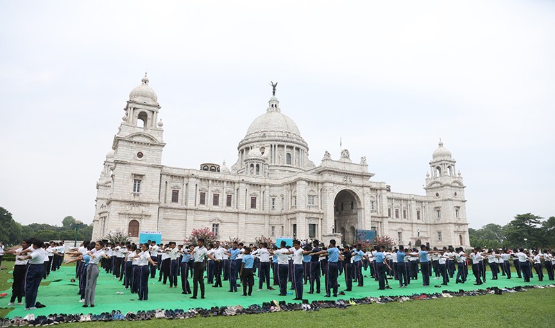 In Images: World Yoga Day - NCC cadets perform yoga at Victoria Memorial garden