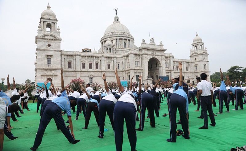 In Images: World Yoga Day - NCC cadets perform yoga at Victoria Memorial garden