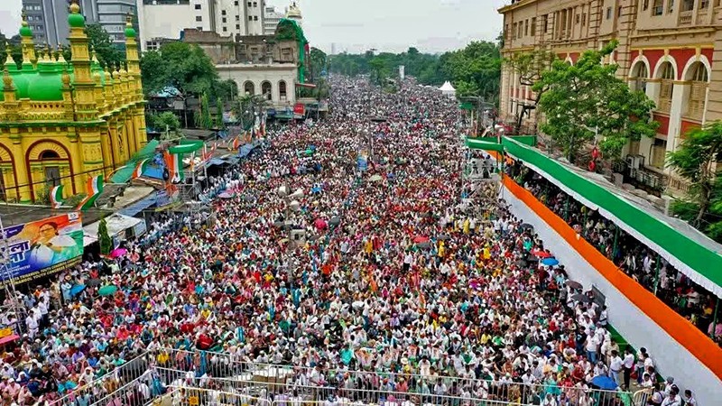 In Images: Mamata attacks BJP over voters’ list revision and Bengali migrants from Martyrs Day rally in Kolkata