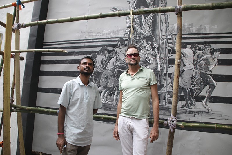 In Images: French artist collaborates with Kolkata Durga Puja