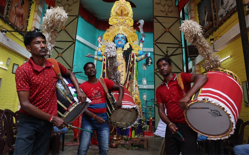 In Images: Girls showcase self-defence skills during Kali Puja celebrations in Kolkata