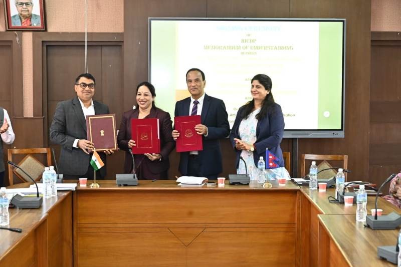 A MoU was signed on Monday for undertaking 11 High Impact Community Development Projects (HICDPs) in Nepal. Photo: Embassy of India in Nepal website