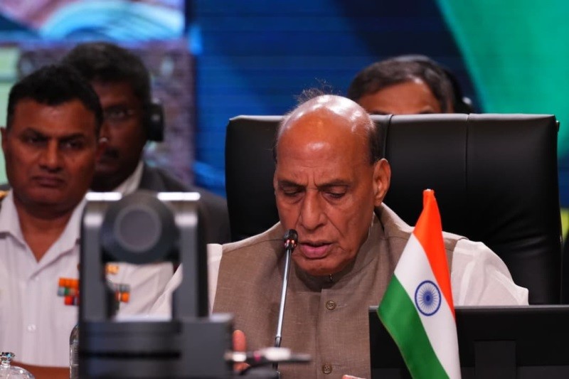 Indian Defence Minister Rajnath Singh's 'Sindh border' remark is expected to cause a ripple effect in Pakistan. Photo: PIB