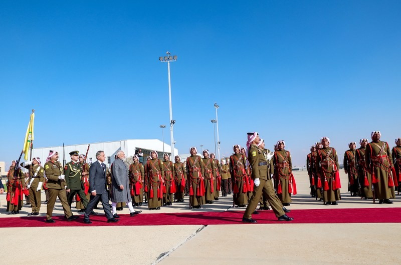 In Images: Narendra Modi arrives in Jordan