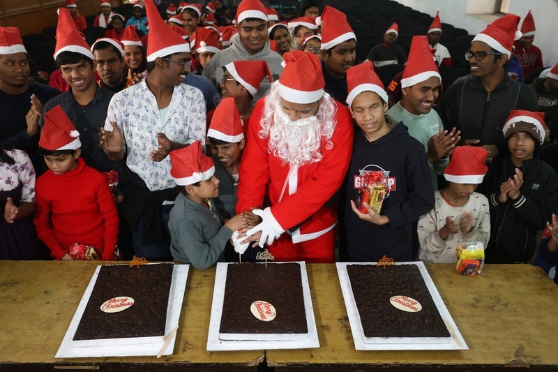 In Images: Santa brings cheer to visually impaired students at Kolkata blind school