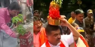 Maheshtala clash: Suvendu Adhikari, other BJP MLAs march to Raj Bhavan with Tulsi plant, seek Guv's intervention