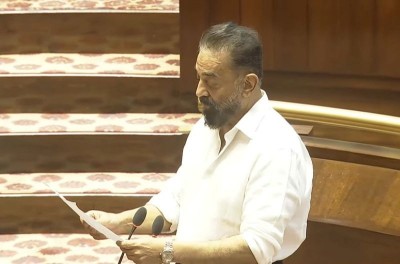 Actor-politician Kamal Haasan takes oath as Rajya Sabha MP