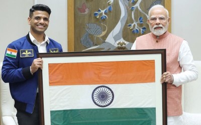 Astronaut Shubhanshu Shukla meets PM Modi in Delhi, gifts tri-colour that travelled to space
