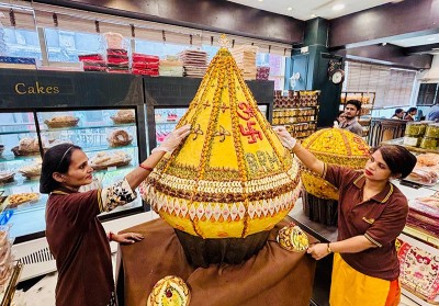 In Images: Balaram Mullick & Radharaman Mullick prepares gigantic Laddu ahead of Ganesh Chaturthi Festival