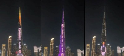 Dubai's Burj Khalifa lights up with a special message to greet Narendra Modi