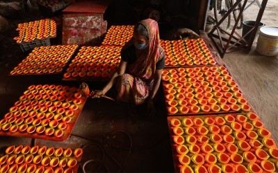 In Images: Kolkata readies for Diwali with idols and earthen lamps