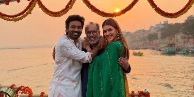 Dhanush and Kriti Sanon share adorable moments with Aanand L Rai in Varanasi ahead of Tere Ishk Mein!