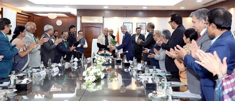 In Images: Defence Minister Rajnath Singh chairs a meeting at DRDO Headquarters on 68th Foundation Day