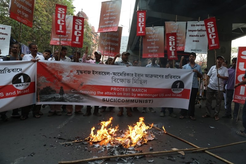 In Images: Leftist SUCI protests in Kolkata against US-Israel led strikes that killed Iran’s Supreme Leader Khamenei