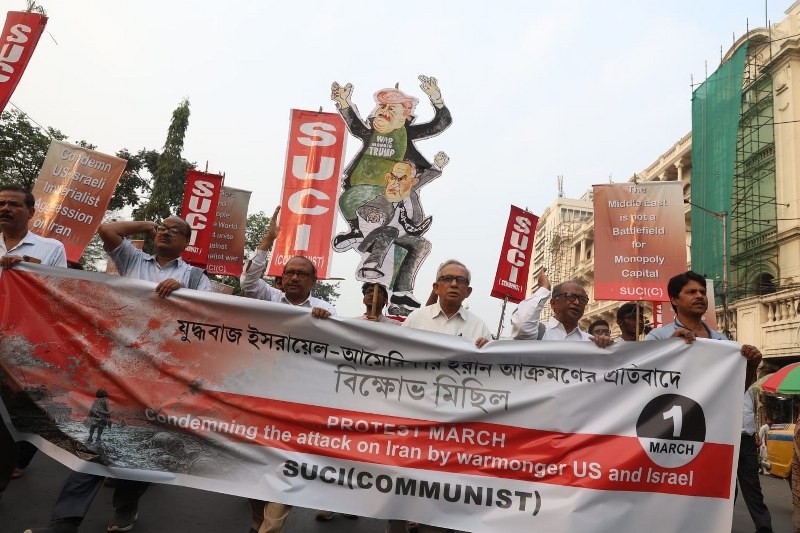 In Images: Leftist SUCI protests in Kolkata against US-Israel led strikes that killed Iran’s Supreme Leader Khamenei