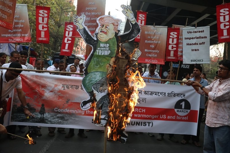 In Images: Leftist SUCI protests in Kolkata against US-Israel led strikes that killed Iran’s Supreme Leader Khamenei