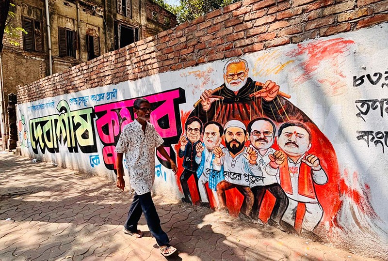 In Images: TMC’s wall paintings turn Bengal streets into election battleground