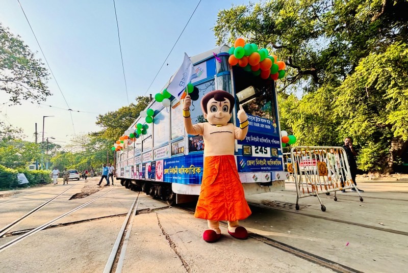 West Bengal Assembly Polls: SVEEP Tram rolls through Kolkata streets to boost electoral awareness