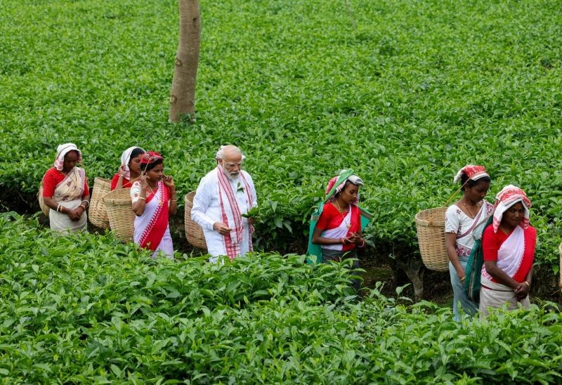 In Images: PM Modi connects with women tea workers in Assam’s Dibrugarh