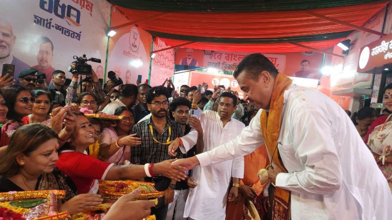 In Images: West Bengal CM Suvendu Adhikari receives grand welcome at BJP HQs